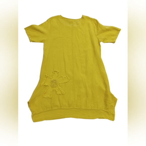 Serena Giorgi 100% Linen Goldenrod S/S Midi EUC Size XL - Picture 6 of 9